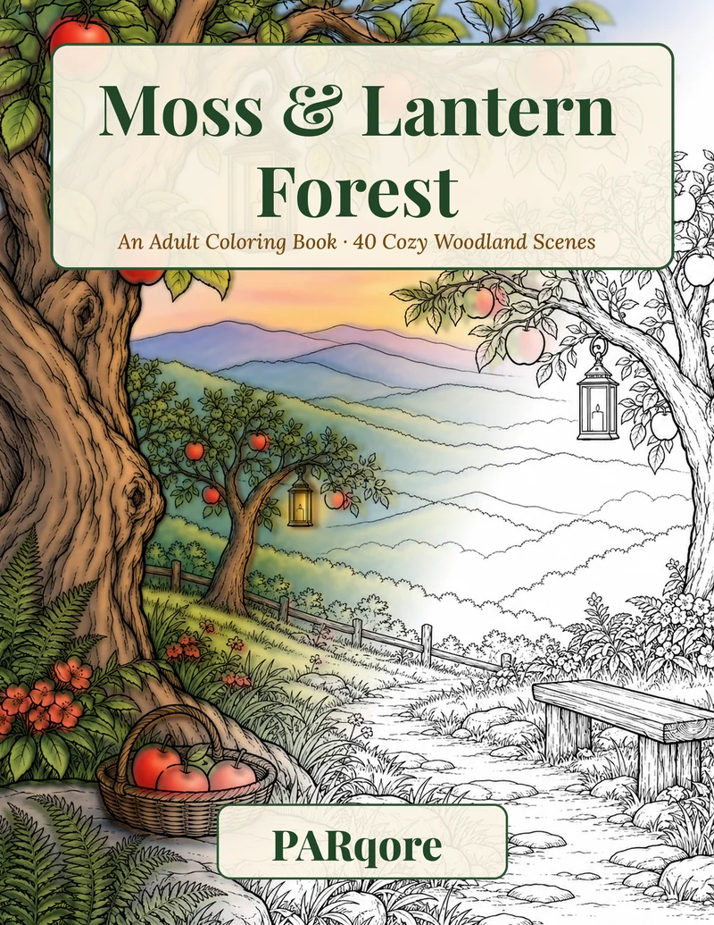 Cover of Moss & Lantern Forest: An Adult Coloring Book